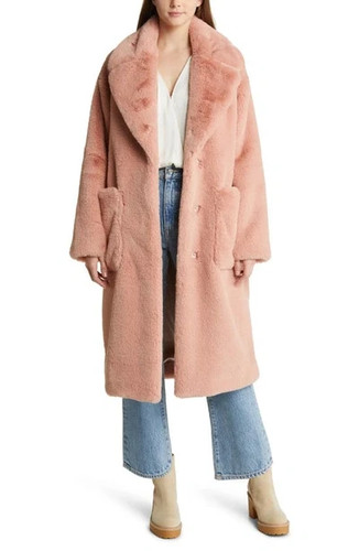 UGG Avaline Faux Fur Coat in Dusky Pink - size SMALL (UK 12) - BNWT - RRP £245 - Picture 4 of 15