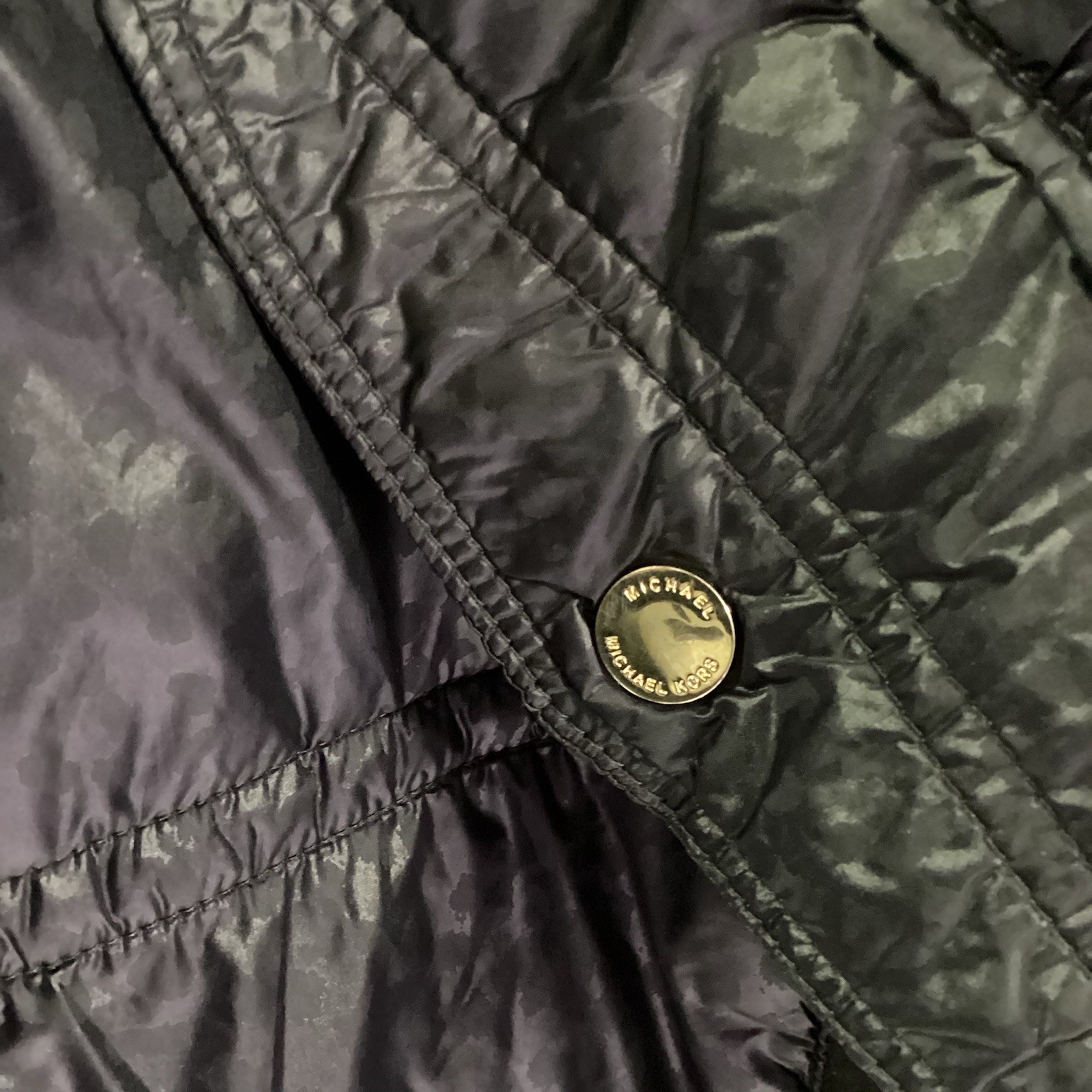 Michael Michael Kors Women's Black Quilted Mixed Media Puffer Jacket Coat 1X thumbnail 2