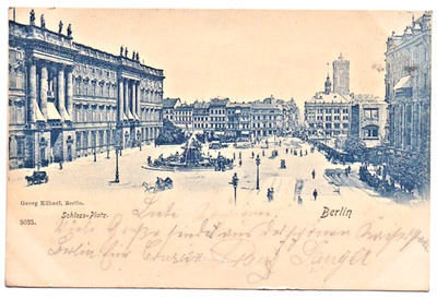 Alte AK Berlin Schlossplatz Schloßbrunnen 1899 Lichtdruck Stempel Görlitz Rare
