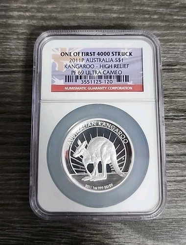 2011 P Australia $1 High Relief Silver 1 oz Proof Kangaroo NGC PF 69 Ultra Cameo