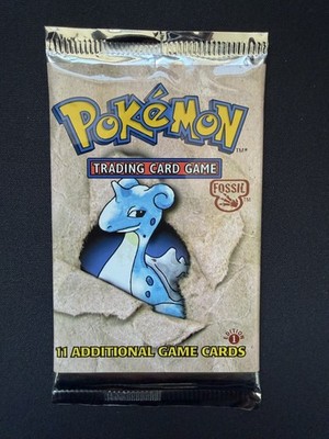 Sealed Pokemon Fossil 1st Edition Lapras Booster Pack WoTc Vintage