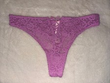 Victoria's Secret Panties Thong Panty Lacie Floral Lace Up Strappy Pink Medium M