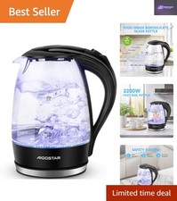 Adam Glass Electric Kettle: 2200W, 1.7L, Elegant Design with Boil Dry Protection
