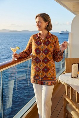 Vintage Linea by Louis Dell Olio Tunic 1X bold Multicolor Geometric Boho Print