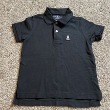 Psycho Bunny Boy Polo Size XS 5/6 Black Embroidered Logo Pima Cotton
