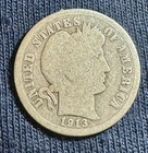1913 Barber Dime Silver 10C Coin Circulated 0.9 Fineness Uncertified US Variety