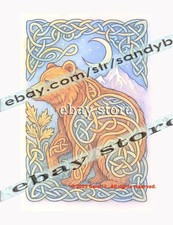 Bear Knotwork Moon Tin Sign lunar spirit dorm room art prints
