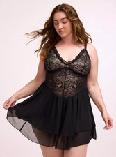 NWT! TORRID Nightfall Black Lingerie Babydoll Plus Size 4XL 46C 4