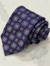 Bruno Piatelli 100 Silk Tie Rome 60 x 4 Purple Jacquard Foulard Made in USA