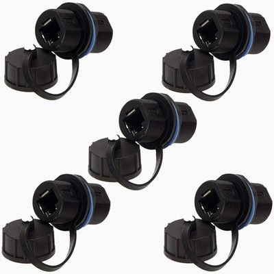 5PCS Panel Mounting Shielded RJ45 Waterproof Cat5/5e/6 8P8C Connector Etherne...