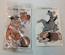 two 1976 PEBBLES cereal premiums FLINTSTONES IRON-ONS/STICKERS 4x6.5