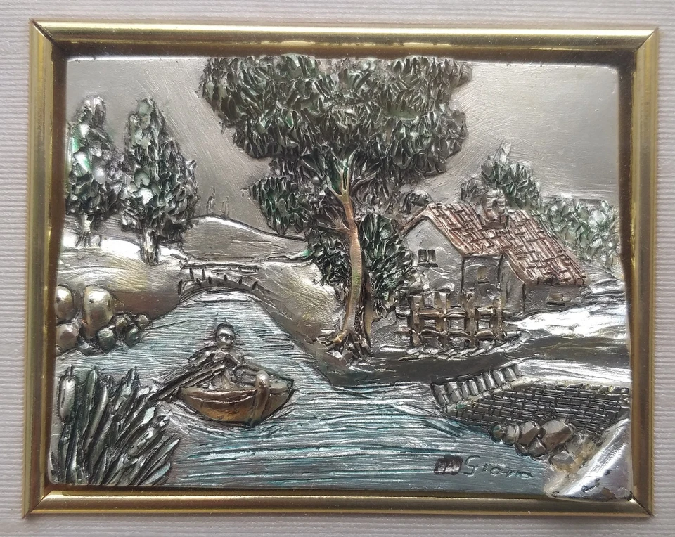 Quadro, quadretto con bassorilievo in lamina d'argento - Immagine 3 di 4