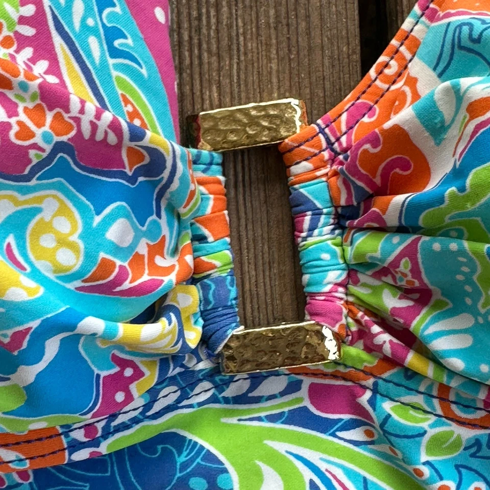 Lauren Ralph Lauren Blue Paisley Floral Tankini Swim Top Womens Size 8 - Image 4 of 4