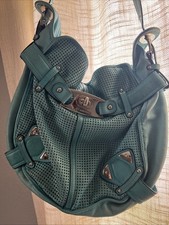 B. Makowsky Handbag Teal Aqua Green Leather B...