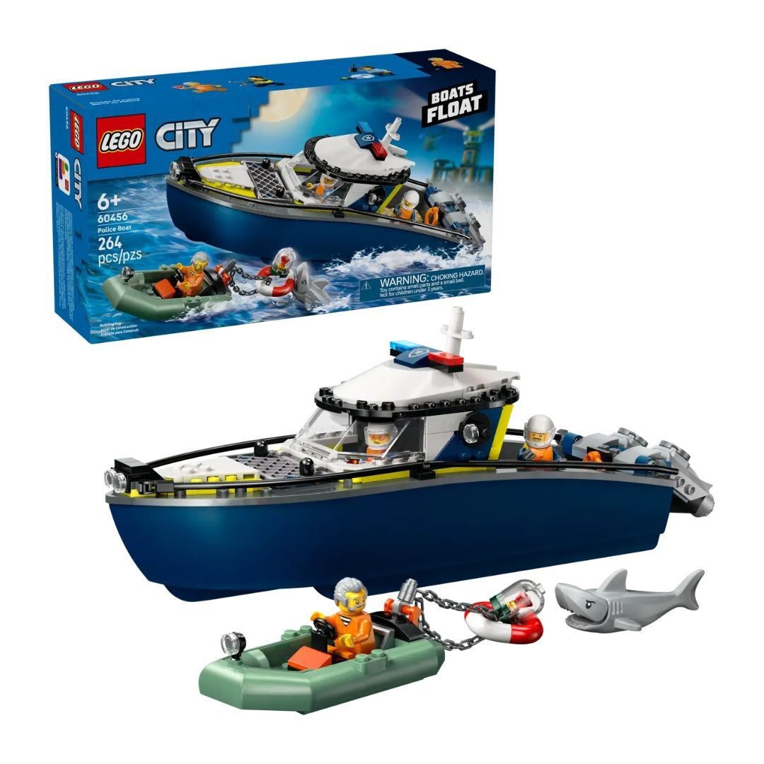 Lego Unisex City Police Boat Chase Toy With A Speedboat 60456 - Immagine 6