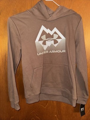 Under Armour Boy s Youth Pullover Hoodie Brown Size Large Mountains Graphic Logo