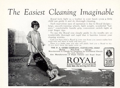 1926 Royal Electric Cleaner: Easiest Cleaning Imaginable Vintage Print Ad