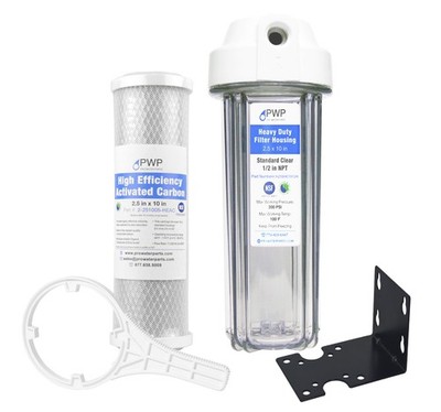 Clear RV Filter Housing with High Efficiency Activated Carbon Filter 2.5X10''