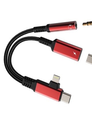 Lightning USB to 3.5mm Audio Adapter (2in1) for iPhone 16 15 14 13 Max Headph...