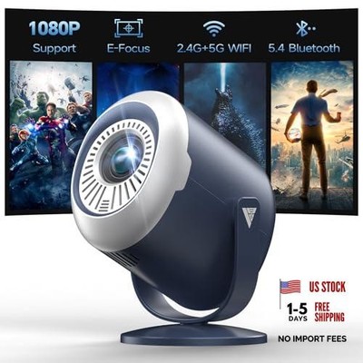 Mini Projector with Stand -1080P Support Portable Projector with WiFi Blue