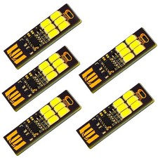 5Pack 6-LED USB Portable Keychain Lamp With Touch Dimming 1W 3200K Warm Light