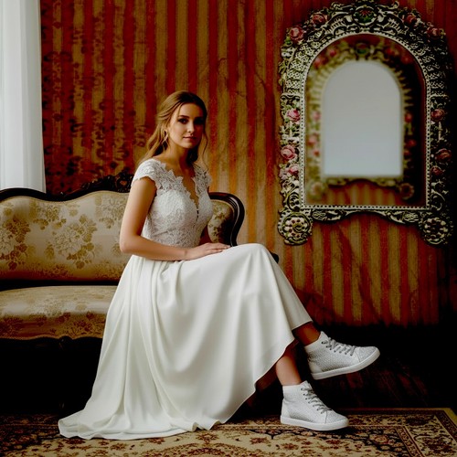 Bridal ,wedding White Rhinestone Embellished Sneakers , w7 Y 5