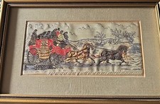 Stevengraph Style Woven  Picture  Carriage And Horses