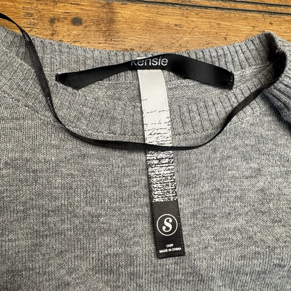 Kensie Womens Fringe Trim Gray Black And White Sweater Small - Image 2 of 4