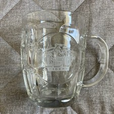 Taza de cerveza LSU Tigers de alta resistencia grabada en vidrio con mango
