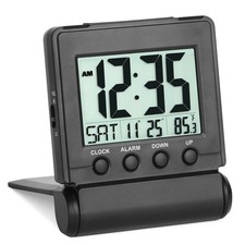 FAMICOZY Small Folding Digital Travel Alarm Clock with Small, Black