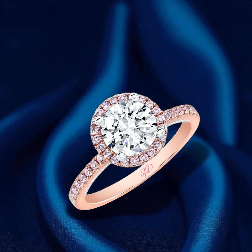 Diamond Ring For Engagement Lab Grown Round 2 Carat IGI Certified 18k Multi Gold - Image 3 of 4