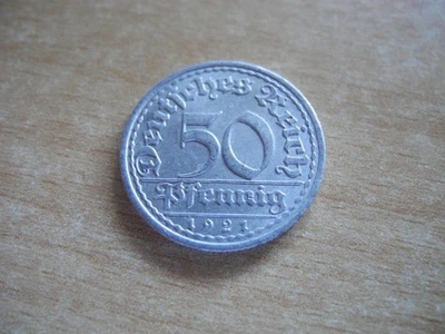 Münze Deutsches Reich 50 Pfennig 1921 A - Bild 1 von 2