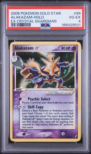 2006 POKEMON EX CRYSTAL GUARDIANS GOLD STAR #99 ALAKAZAM-HOLO PSA 4