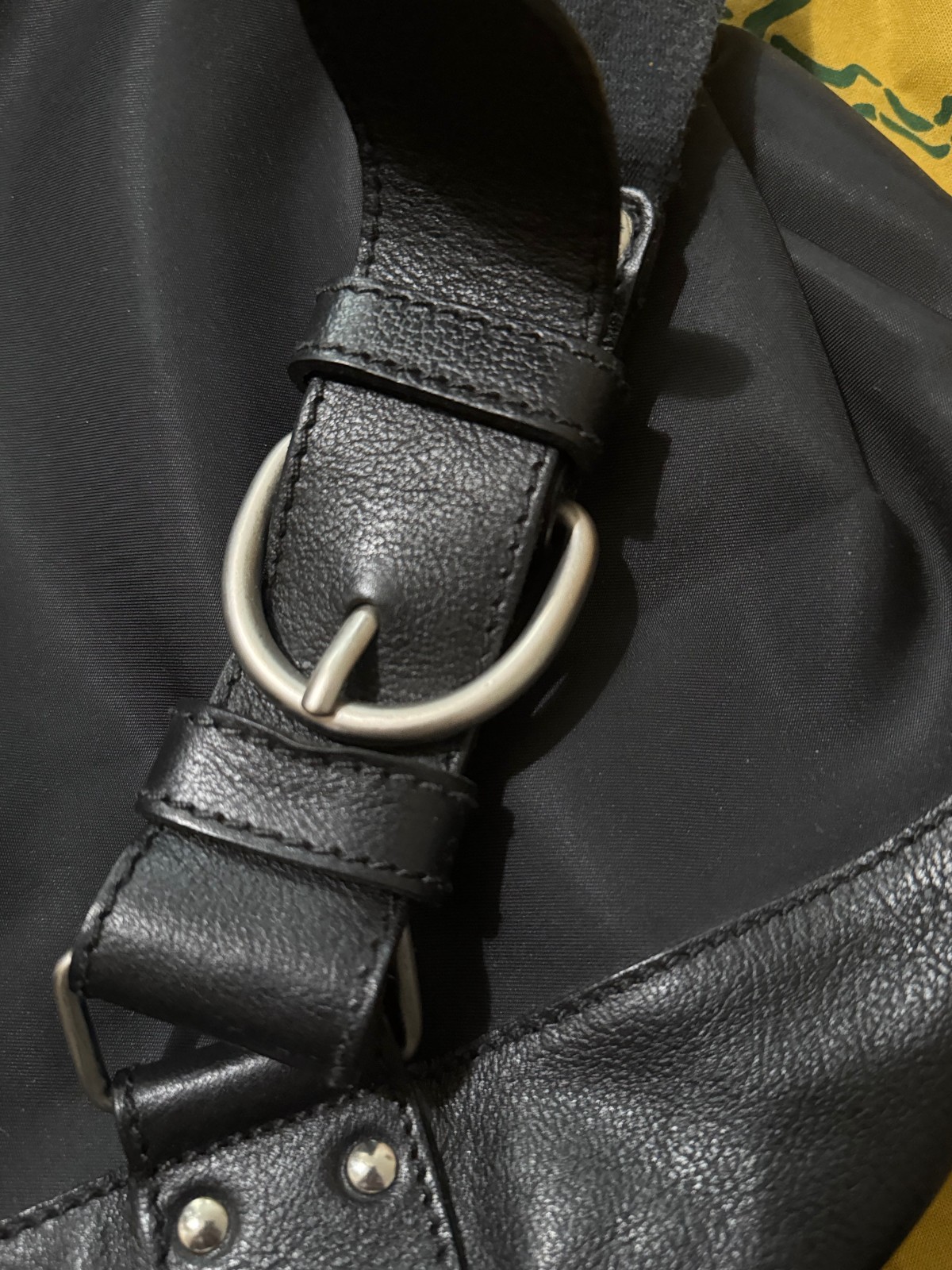 Il Bisonte black nylonand leather sling backpack - image 5
