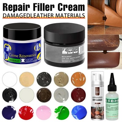 Leder Reparatur Füller Creme Kit Restaurieren Autositz Sofa Kratzer Abnutzungsspuren Lochriss UK