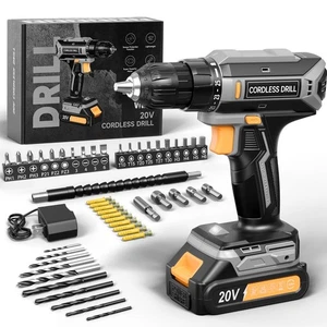 Cordless Drill, 20V MAX Power Drill Set with 2.0Ah Power Pack & Charger, 3/8 Inc