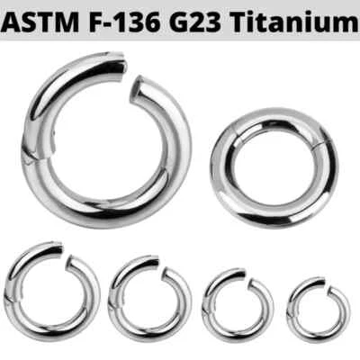 Solid G23 Titanium Heavy Gauge Hinged Segment Clicker Hoop Septum Ring 6G 8G 10G