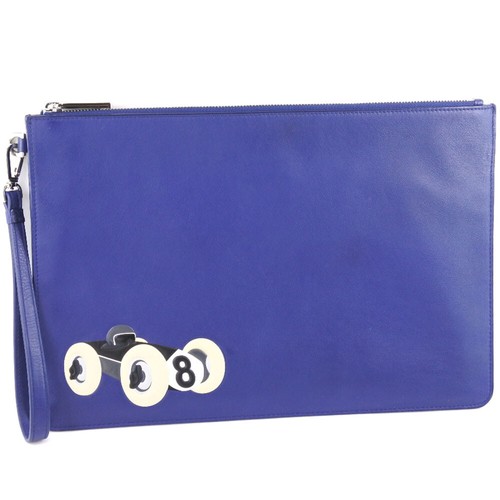 Hugo BOSS CLUTCH BAG pochette blu in pelle di vitello da uomo | eBay