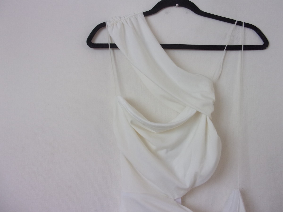 bershka white cut out dress - white - S