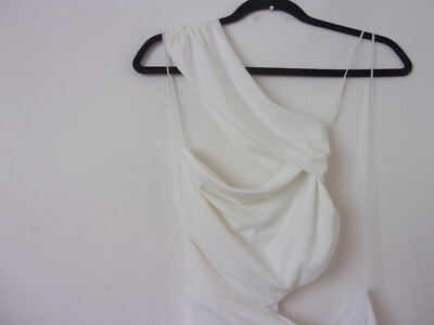 New Bershka Off White Stretchy Cut Out Asymmetric Midi Dress Size: S | eBay