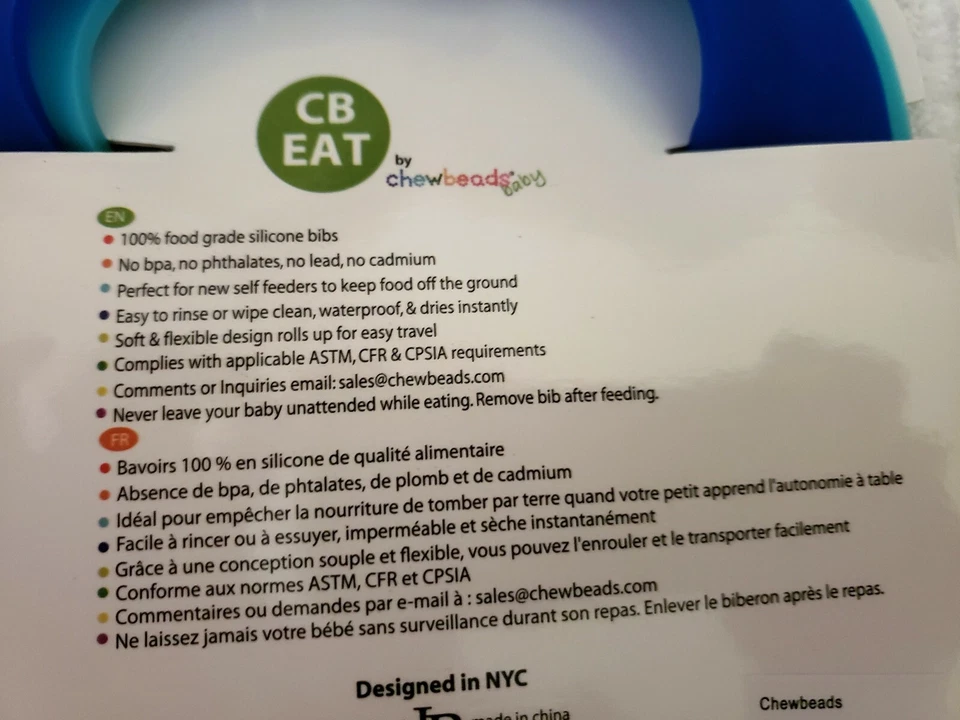 Babero Foodie para bebé con receptor de migas paquete de 2 100 % silicona azul CB Catch My Foto 4 de 4
