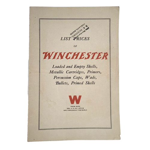 c1920 Winchester Rifle Price List Catalog Hunting Cartridges Shells ...