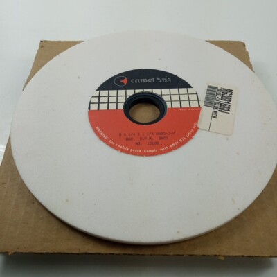 Camel Abrasive 8'' x 1/4'' x 1 1/4'' White Grinding Wheel Max RPM 3600 #15008 Set 3