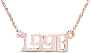Authentic Birth Year Number 1998 Necklace with Chain 14k Rose Gold Plated Sterling Silver