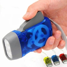 3 LED Hand Pressing Dynamo Flashlight Crank Powered Wind Up Torch Light Lamp