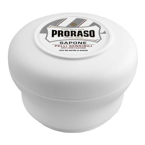 PRORASO Shaving Soap White Bowl Jar For Sensitive Skin with Green Tea