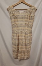 BCBGeneration Shift Dress Women Sz 0 Beige Multicolor Plunge Back Zip Up