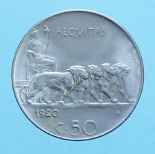 VITTORIO EMANUELE III 50 CENTESIMI 1920 LEONI MONETE DA COLLEZIONE NICHEL COIN