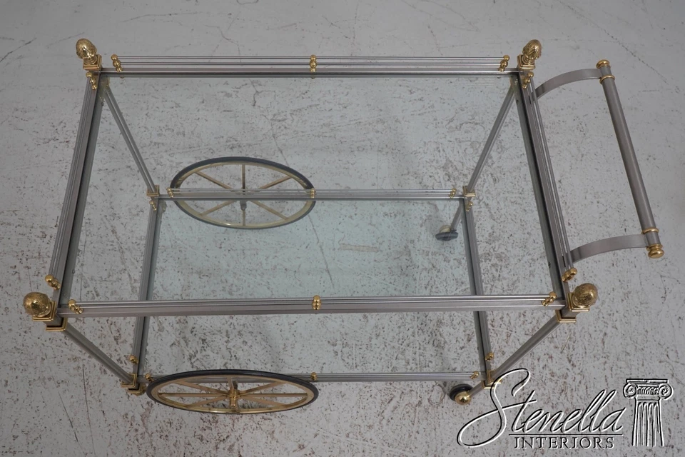 66977: Carrito de té de latón y acero estilo Regencia servidor de postres Foto 3 de 4