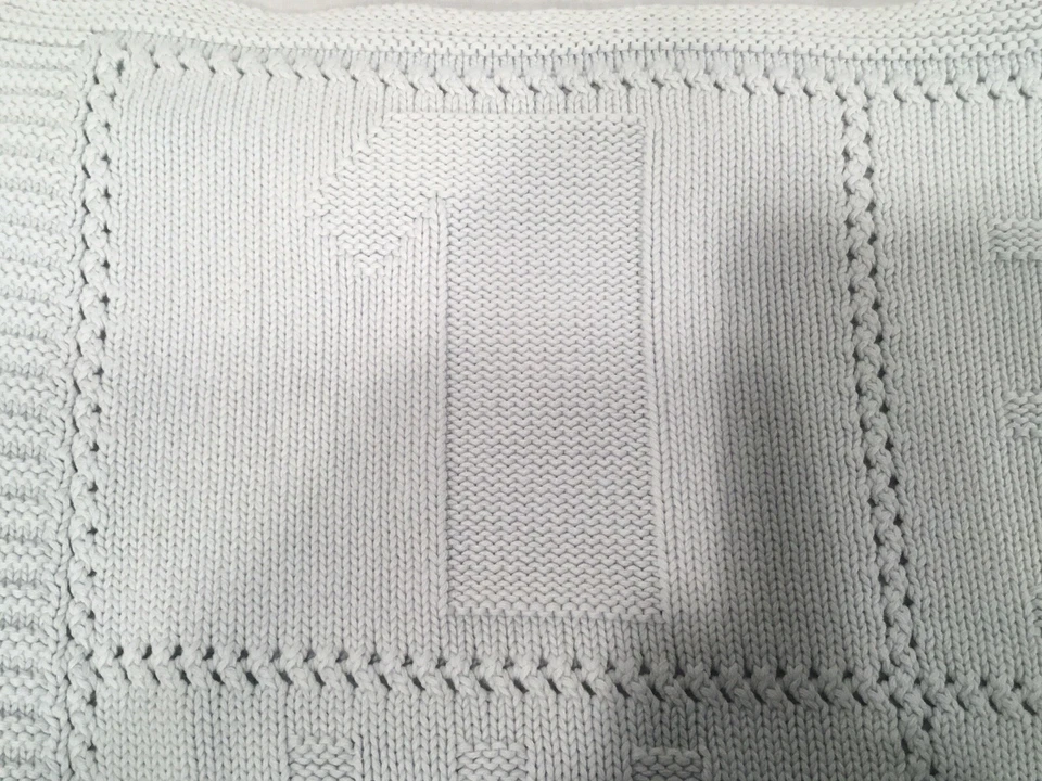 PBK Pottery Barn Niños Bebé Manta Suéter Tejido Números Azul Niño 32x40 Foto 3 de 4